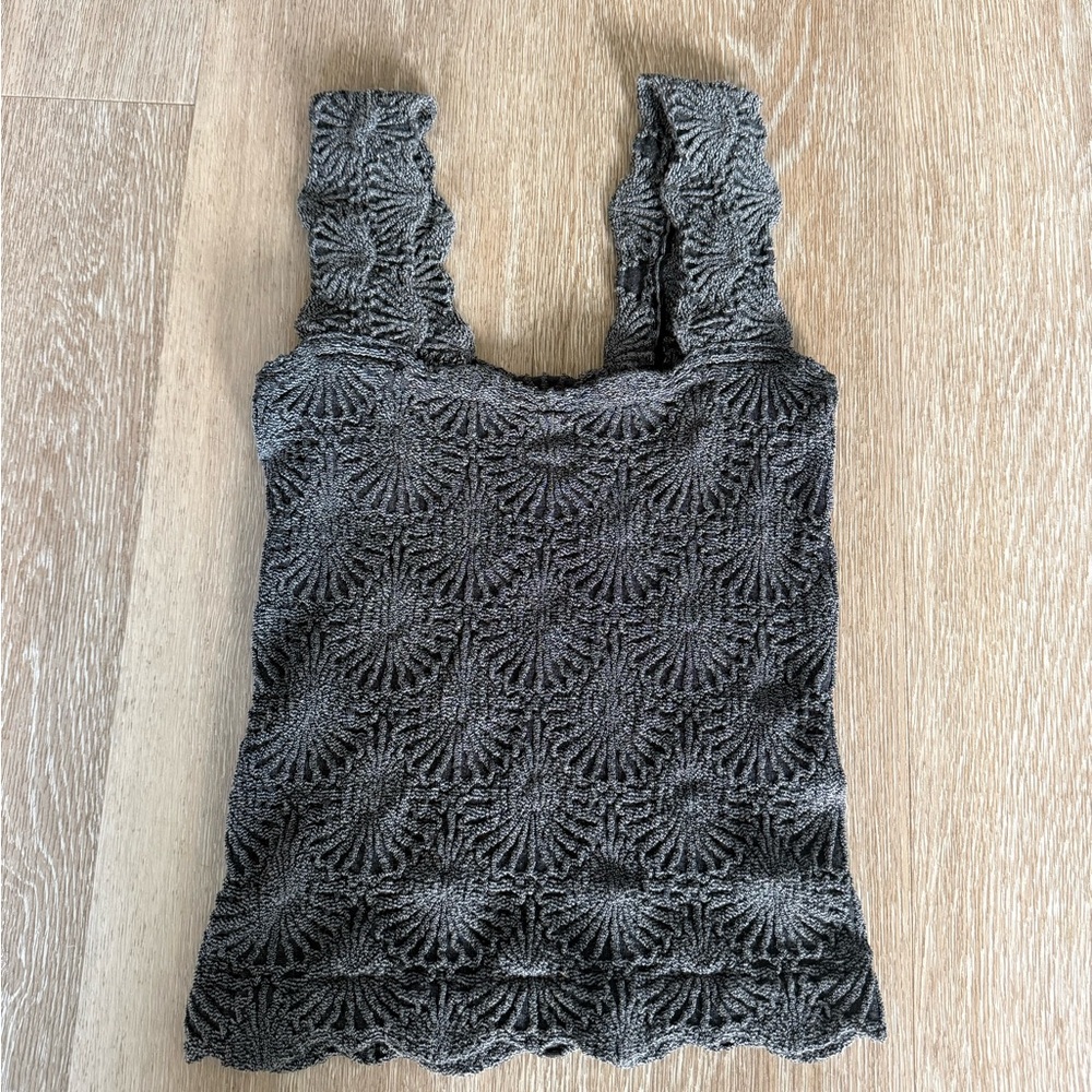 Free People Black Textured Tank Top